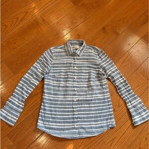 J.Crew Petite XS Blue White Striped Button Down Shirt 100% Cotton Classic Preppy
